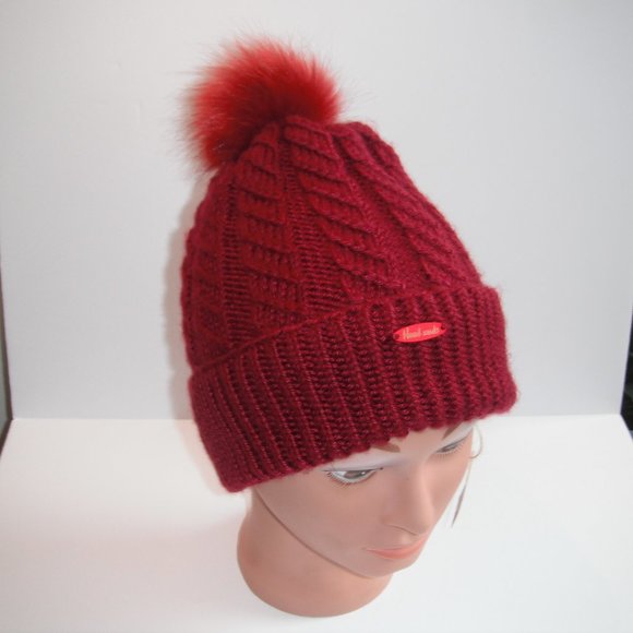 Hand Knitted Hat Toque Adult-OneSize Acrylic Color Burgundy-002 Hand knit by me - Picture 8 of 12
